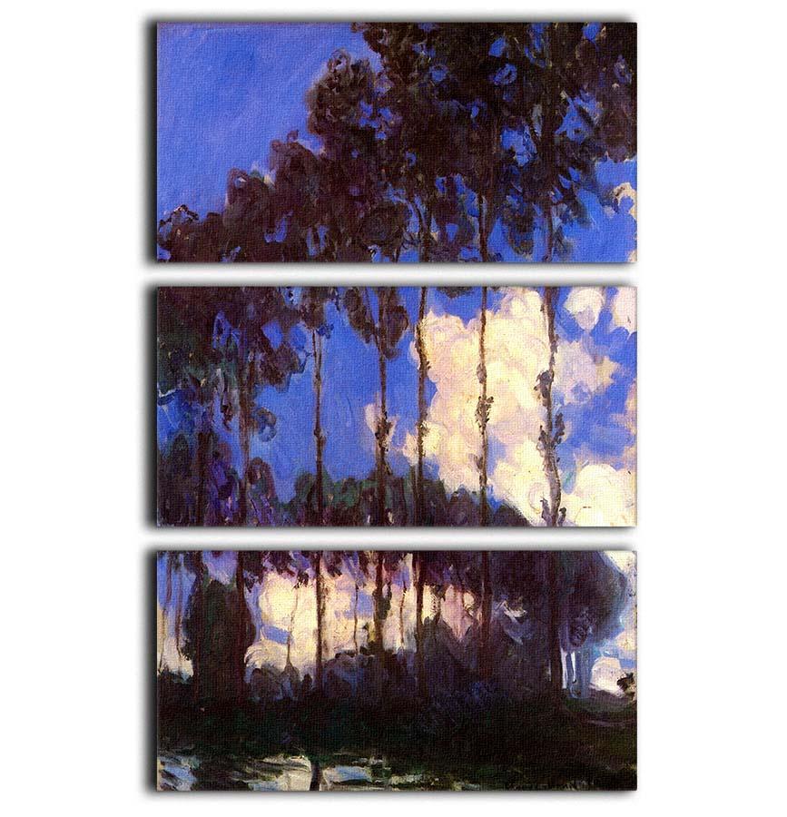 Poplars at the Epte by Monet 3 Split Panel Canvas Print - Canvas Art Rocks - 1