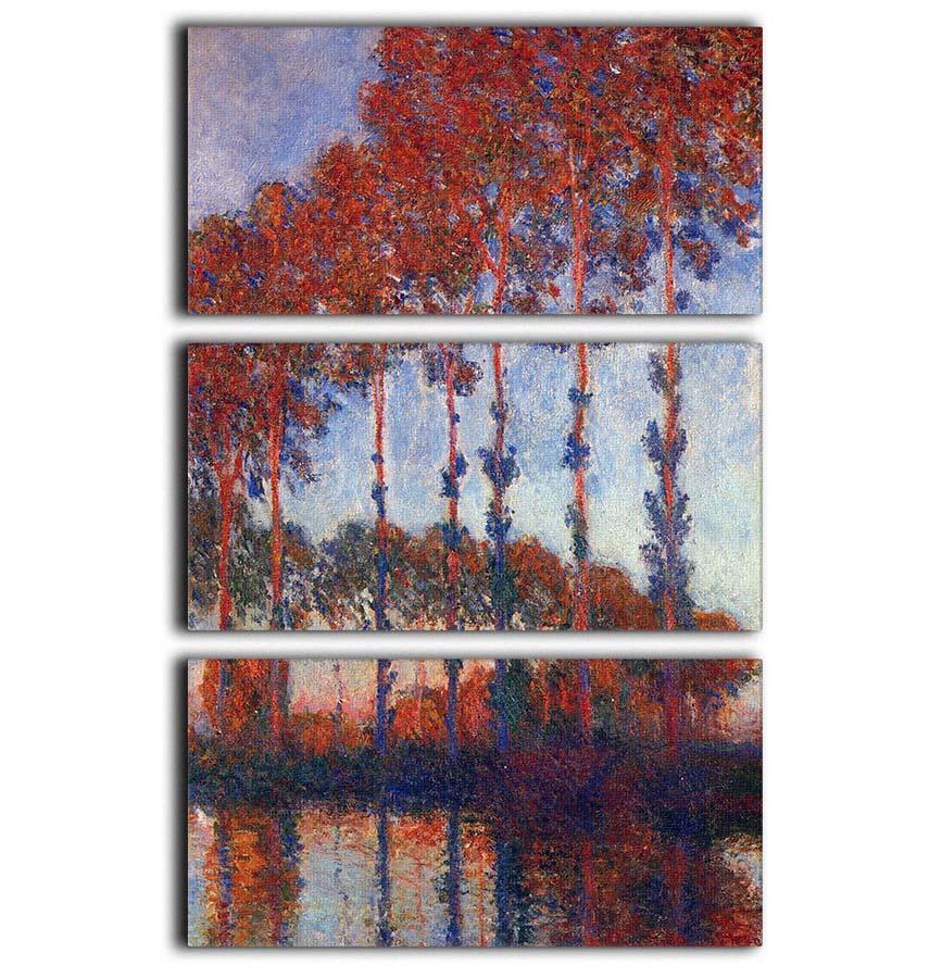Poplars by Monet 3 Split Panel Canvas Print - Canvas Art Rocks - 1