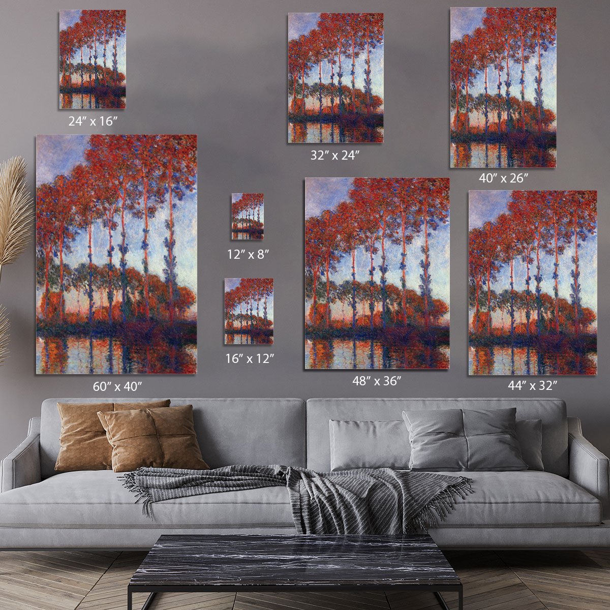 Poplars by Monet Canvas Print or Poster