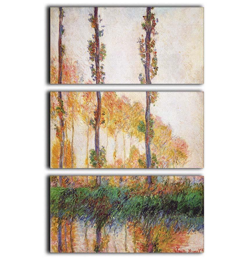Poplars in Autumn 2 by Monet 3 Split Panel Canvas Print - Canvas Art Rocks - 1