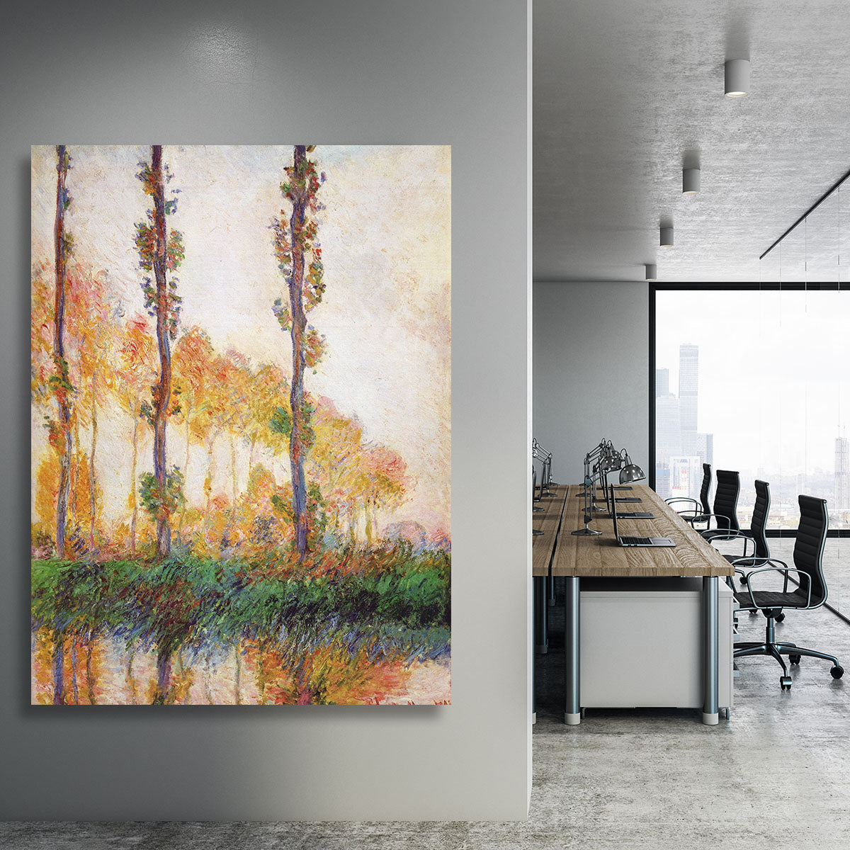 Poplars in Autumn 2 by Monet Canvas Print or Poster - Canvas Art Rocks - 3
