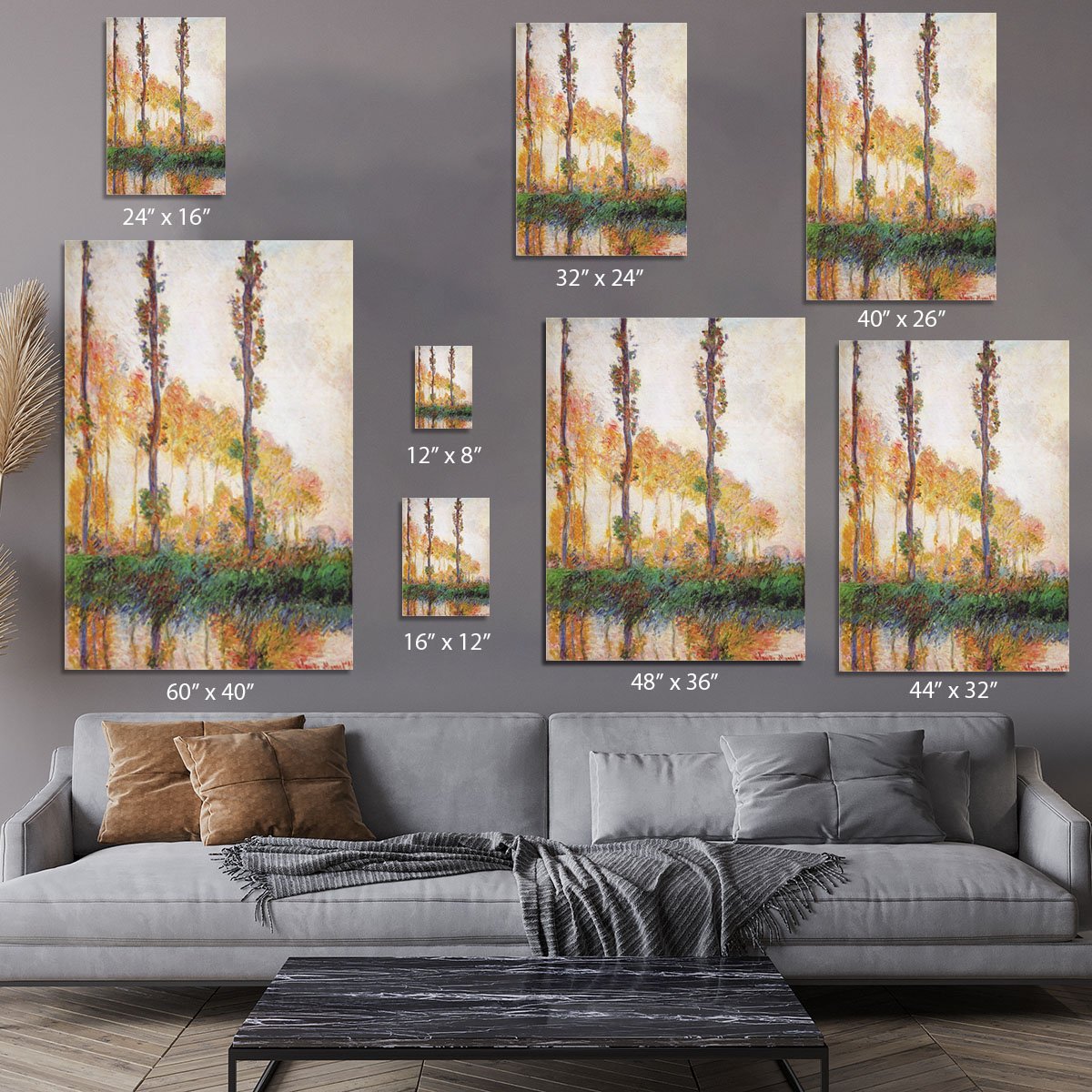 Poplars in Autumn 2 by Monet Canvas Print or Poster