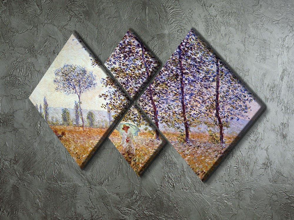 Poplars in the sunlight by Monet 4 Square Multi Panel Canvas - Canvas Art Rocks - 2