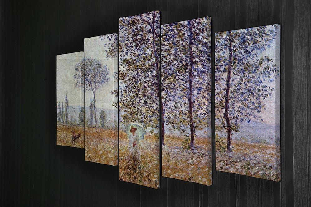 Poplars in the sunlight by Monet 5 Split Panel Canvas - Canvas Art Rocks - 2