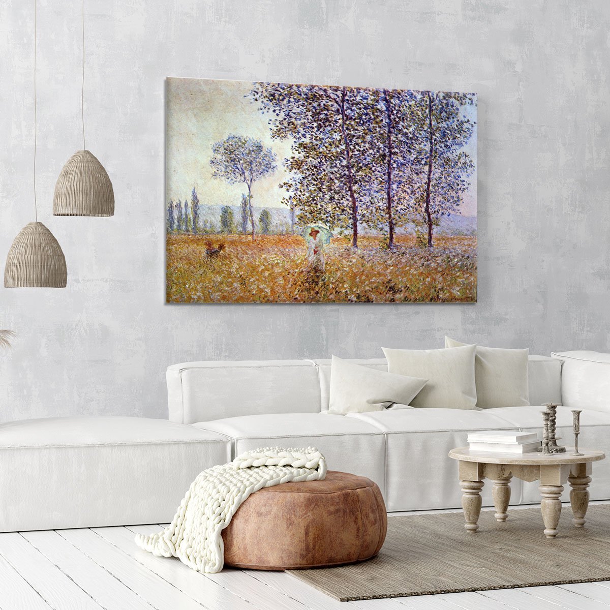 Poplars in the sunlight by Monet Canvas Print or Poster