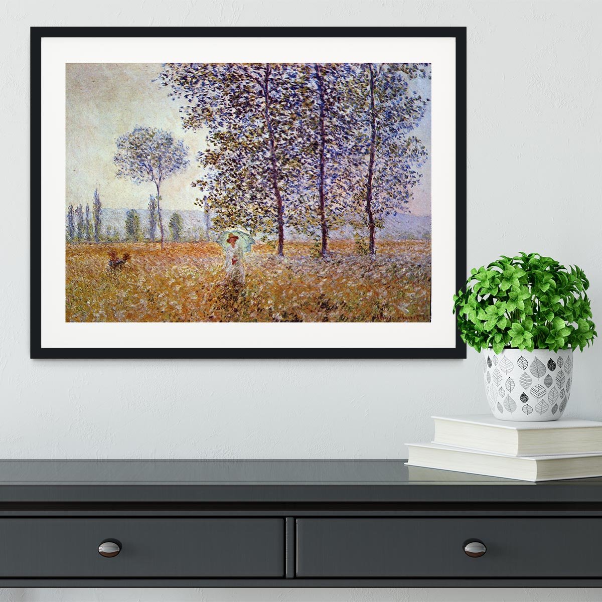 Poplars in the sunlight by Monet Framed Print - Canvas Art Rocks - 1