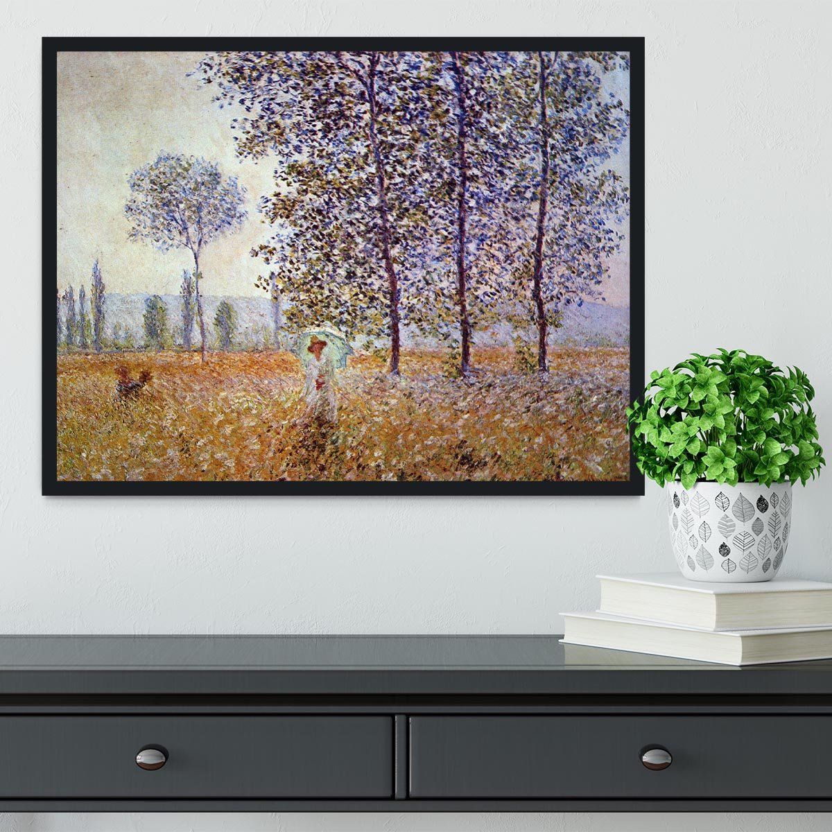 Poplars in the sunlight by Monet Framed Print - Canvas Art Rocks - 2