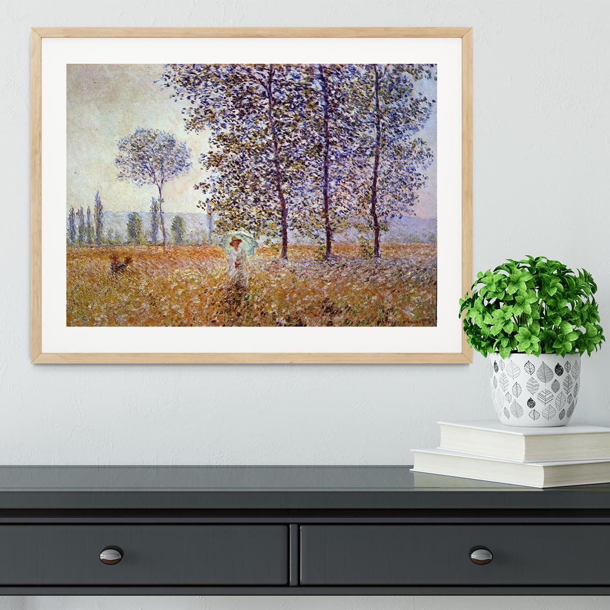 Poplars in the sunlight by Monet Framed Print - Canvas Art Rocks - 3