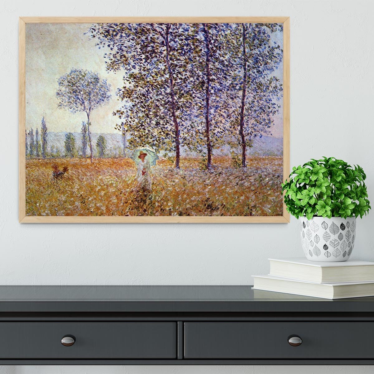Poplars in the sunlight by Monet Framed Print - Canvas Art Rocks - 4