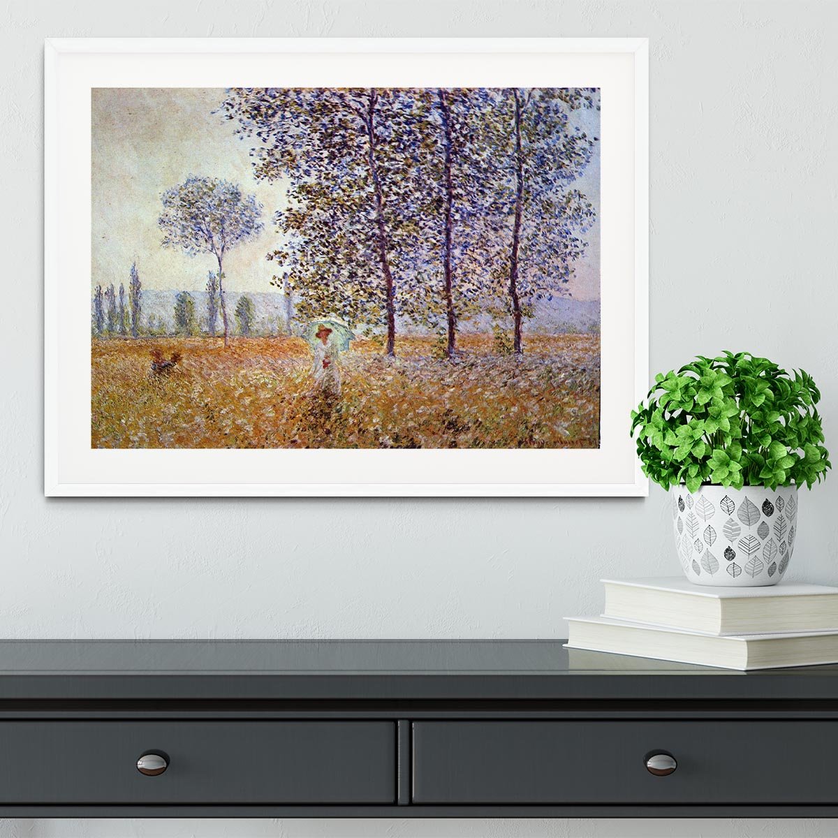 Poplars in the sunlight by Monet Framed Print - Canvas Art Rocks - 5