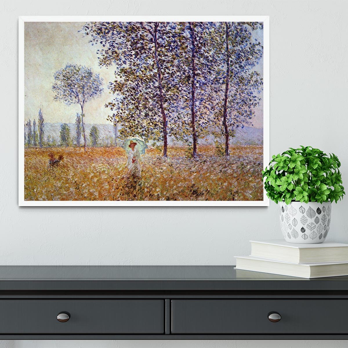 Poplars in the sunlight by Monet Framed Print - Canvas Art Rocks -6