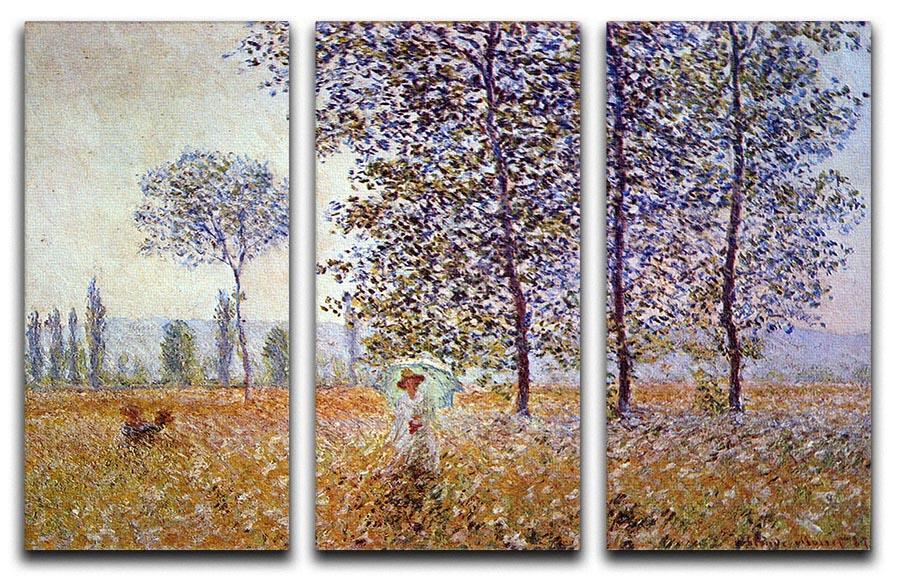 Poplars in the sunlight by Monet Split Panel Canvas Print - Canvas Art Rocks - 4