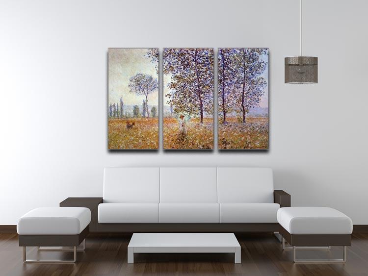 Poplars in the sunlight by Monet Split Panel Canvas Print - Canvas Art Rocks - 4