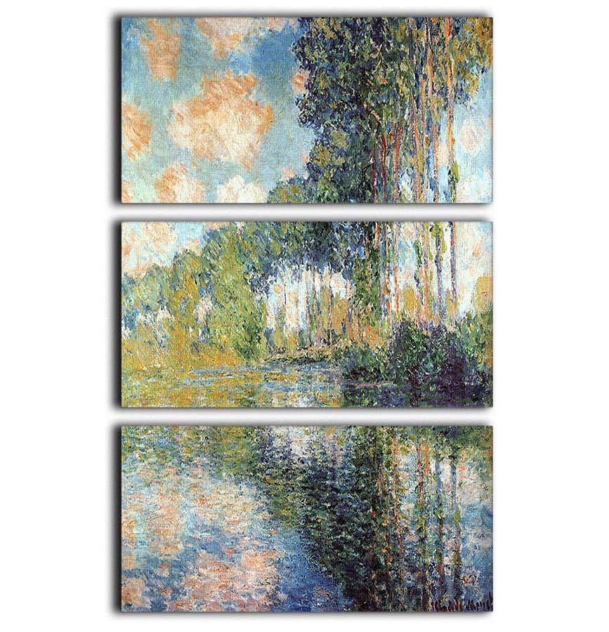 Poplars on the Epte by Monet 3 Split Panel Canvas Print - Canvas Art Rocks - 1