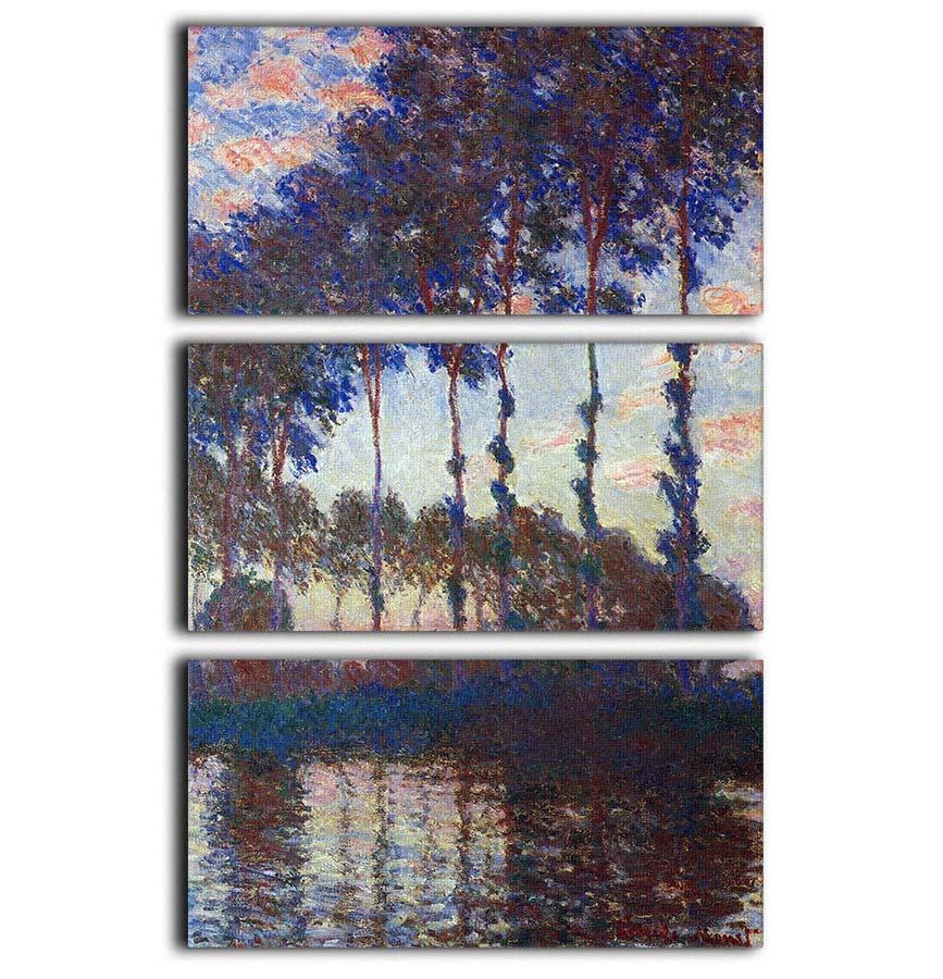 Poplars sunset by Monet 3 Split Panel Canvas Print - Canvas Art Rocks - 1