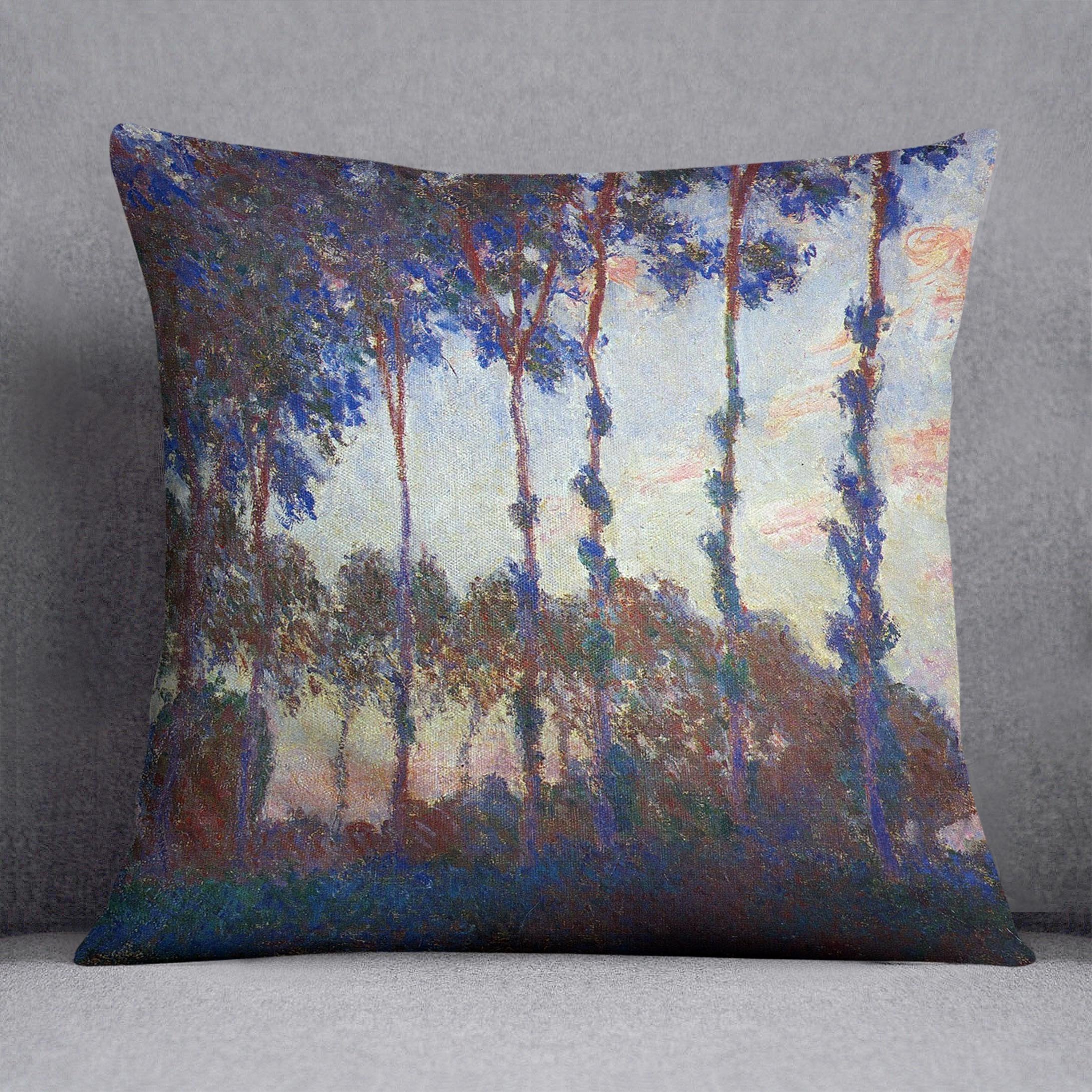 Poplars sunset by Monet Throw Pillow
