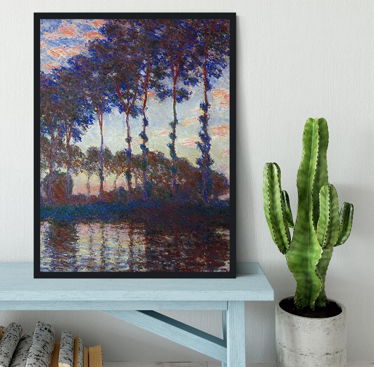 Poplars sunset by Monet Framed Print - Canvas Art Rocks - 2