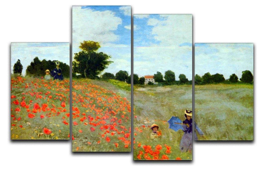 Poppies by Monet 4 Split Panel Canvas  - Canvas Art Rocks - 1