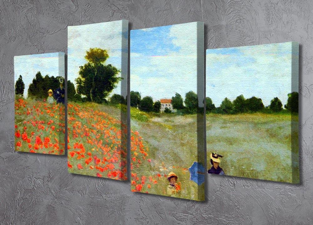 Poppies by Monet 4 Split Panel Canvas - Canvas Art Rocks - 2