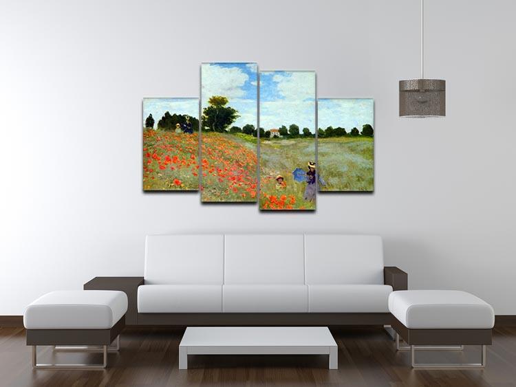 Poppies by Monet 4 Split Panel Canvas - Canvas Art Rocks - 3