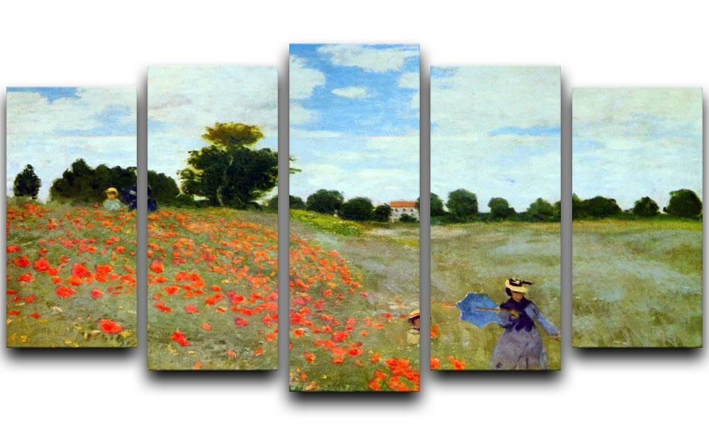 Poppies by Monet 5 Split Panel Canvas  - Canvas Art Rocks - 1