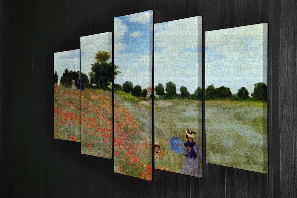 Poppies by Monet 5 Split Panel Canvas - Canvas Art Rocks - 2
