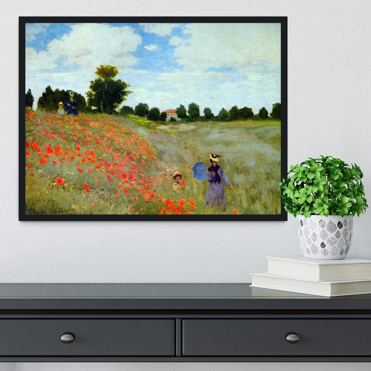 Poppies by Monet Framed Print - Canvas Art Rocks - 2