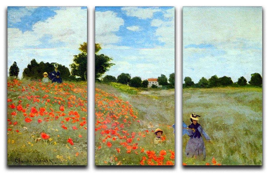 Poppies by Monet Split Panel Canvas Print - Canvas Art Rocks - 4