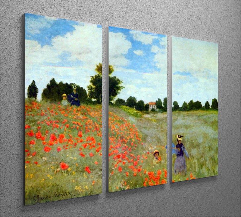 Poppies by Monet Split Panel Canvas Print - Canvas Art Rocks - 4