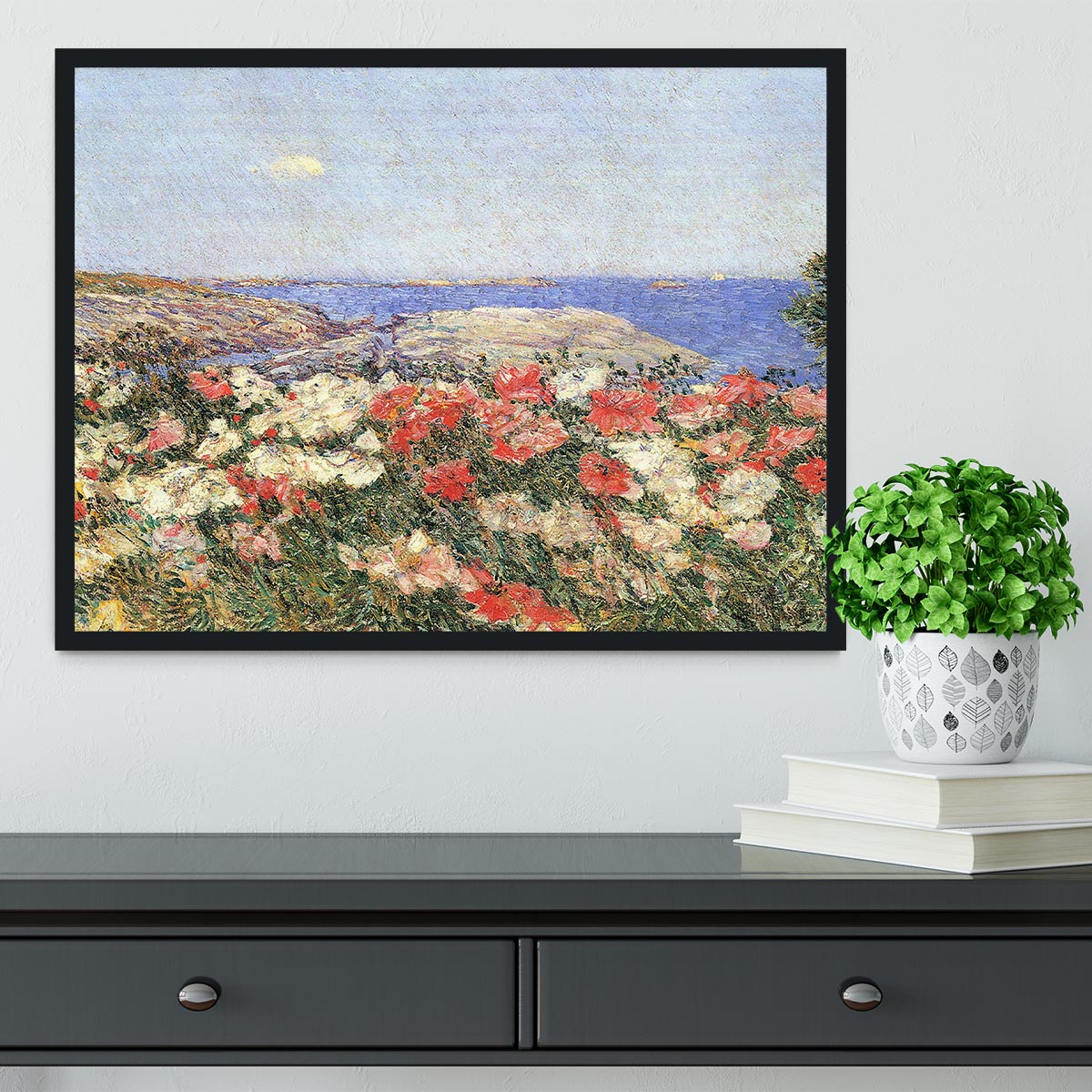 Poppies on the Isles of Shoals by Hassam Framed Print - Canvas Art Rocks - 2