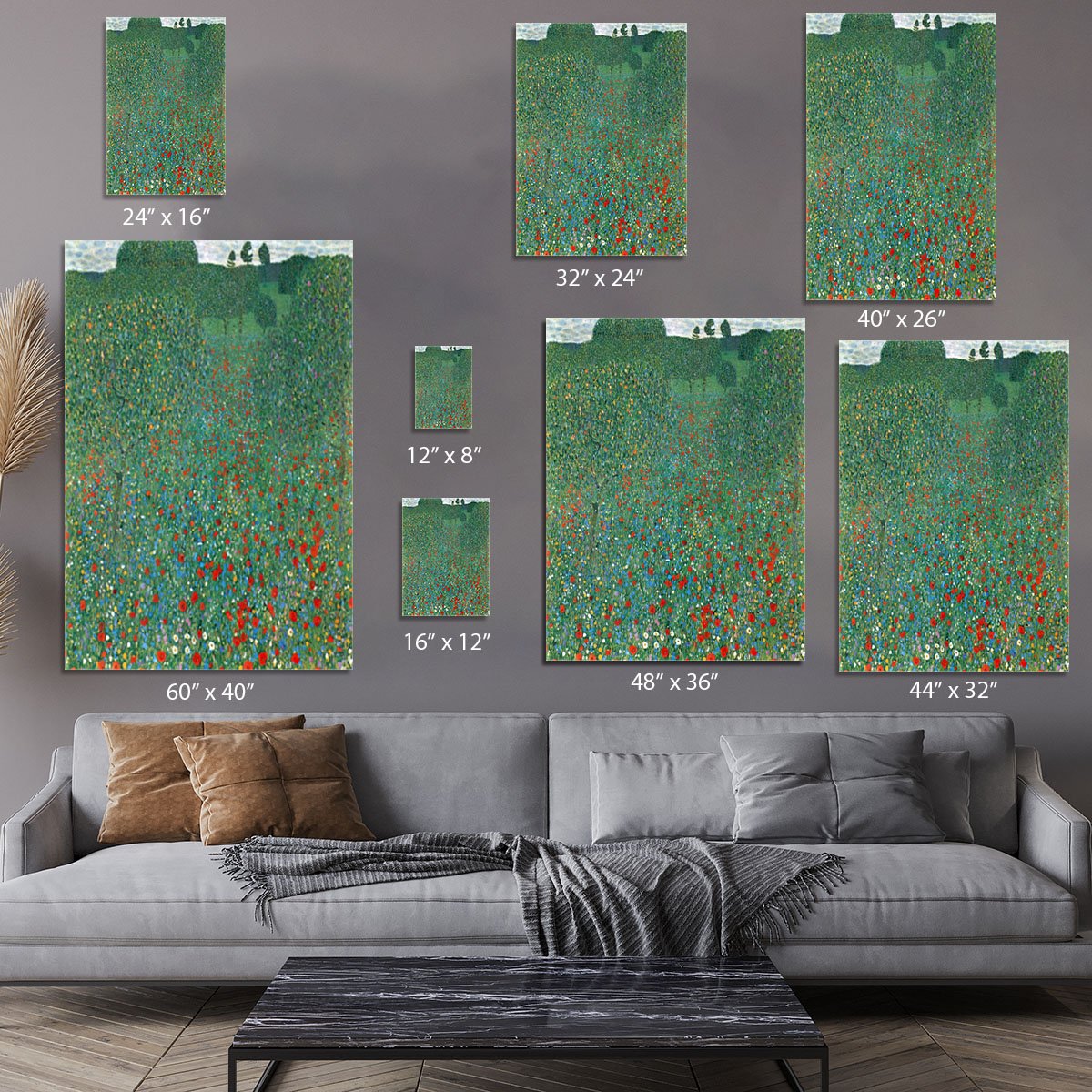 Poppy Field by Klimt Canvas Print or Poster