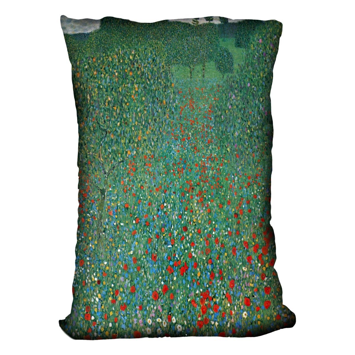 Poppy Field by Klimt Throw Pillow