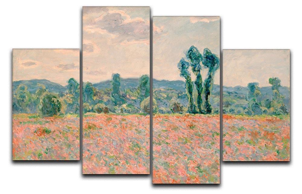 Poppy Field by Monet 4 Split Panel Canvas  - Canvas Art Rocks - 1