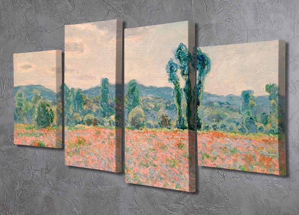 Poppy Field by Monet 4 Split Panel Canvas - Canvas Art Rocks - 2