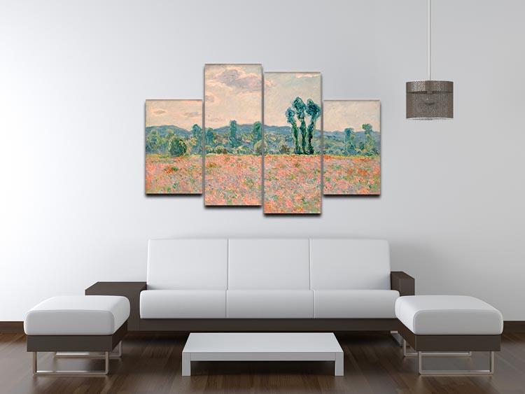 Poppy Field by Monet 4 Split Panel Canvas - Canvas Art Rocks - 3