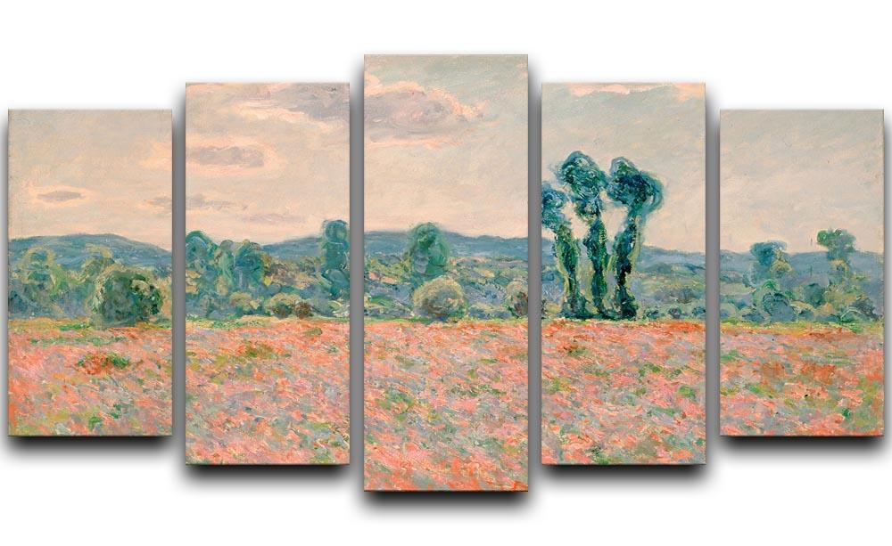 Poppy Field by Monet 5 Split Panel Canvas  - Canvas Art Rocks - 1