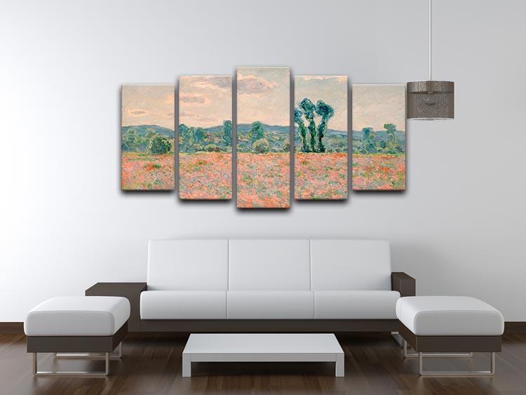 Poppy Field by Monet 5 Split Panel Canvas - Canvas Art Rocks - 3