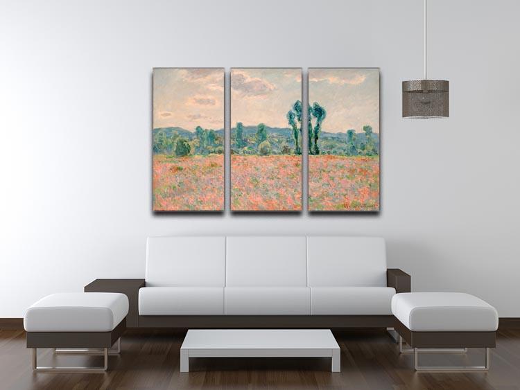 Poppy Field by Monet Split Panel Canvas Print - Canvas Art Rocks - 4