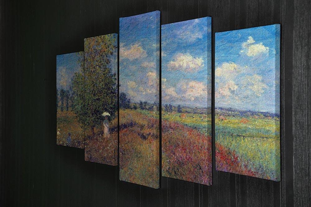 Poppy Field in Summer by Monet 5 Split Panel Canvas - Canvas Art Rocks - 2