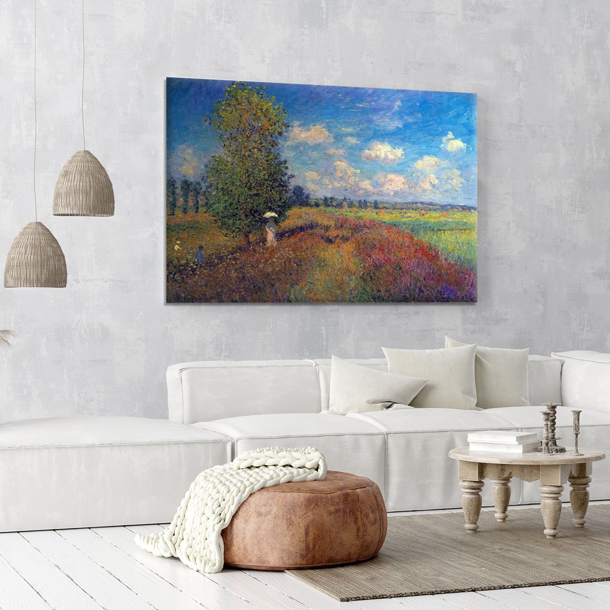 Poppy Field in Summer by Monet Canvas Print or Poster