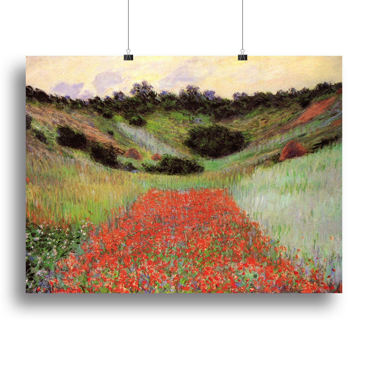 Poppy Field of Flowers in Giverny by Monet Canvas Print or Poster
