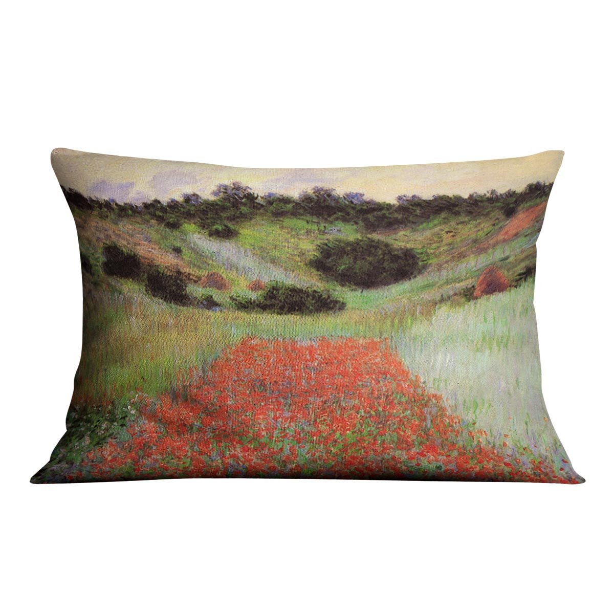 Poppy Field of Flowers in Giverny by Monet Throw Pillow