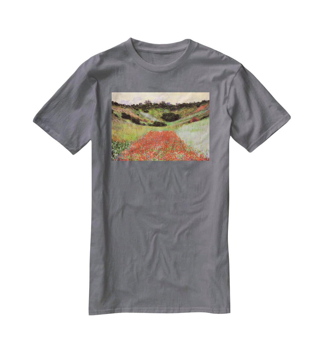 Poppy Field of Flowers in Giverny by Monet T-Shirt - Canvas Art Rocks - 3
