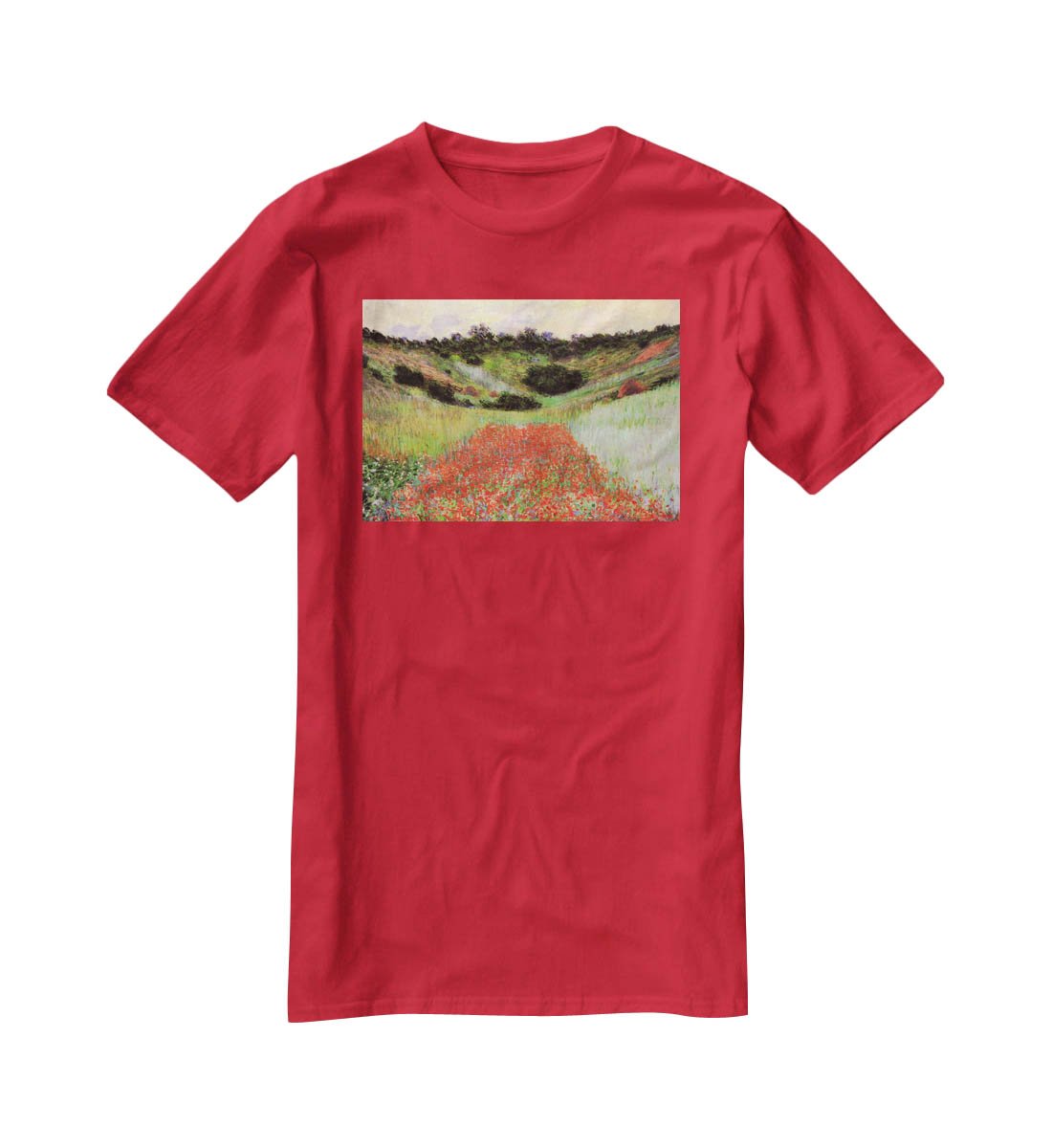 Poppy Field of Flowers in Giverny by Monet T-Shirt - Canvas Art Rocks - 4