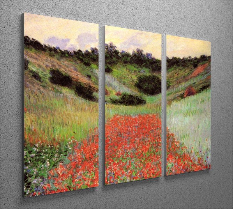 Poppy Field of Flowers in Giverny by Monet Split Panel Canvas Print - Canvas Art Rocks - 4