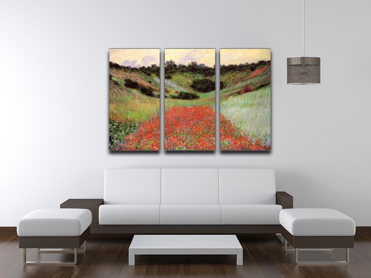Poppy Field of Flowers in Giverny by Monet Split Panel Canvas Print - Canvas Art Rocks - 4