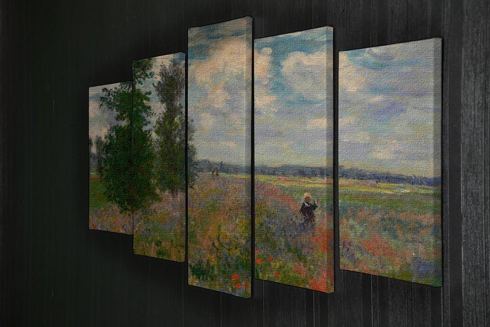 Poppy field Argenteuil by Monet 5 Split Panel Canvas - Canvas Art Rocks - 2