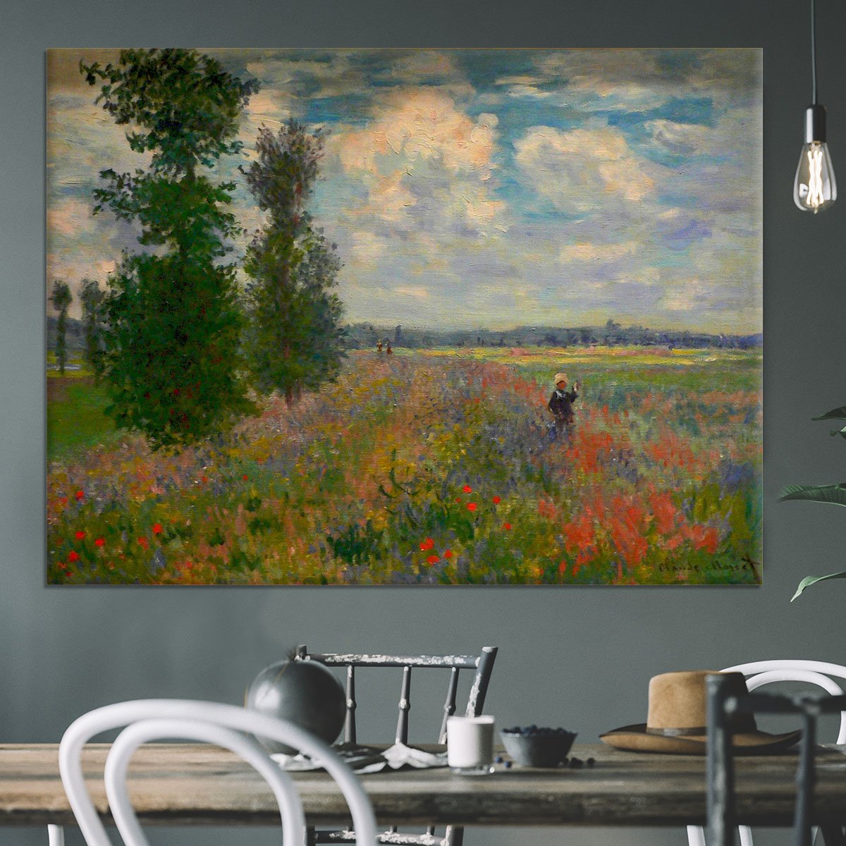Poppy field Argenteuil by Monet Canvas Print or Poster