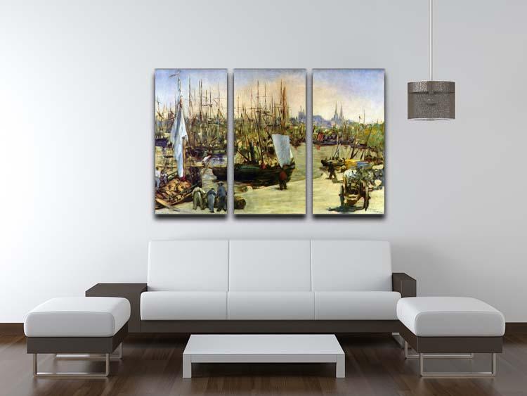Port of Bordeaux by Manet 3 Split Panel Canvas Print - Canvas Art Rocks - 3