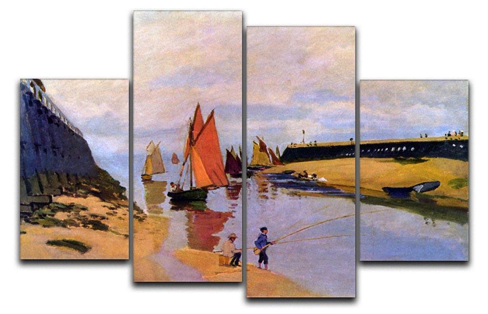 Port of Trouville by Monet 4 Split Panel Canvas  - Canvas Art Rocks - 1